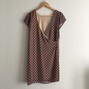 Peppermint Checks Print Cap Sleeves Lined Shift Dress Faux Wrap Womens S…